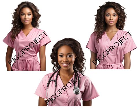 Beautiful Black Nurse Clipart African American Nurse in Pink Uniform ...