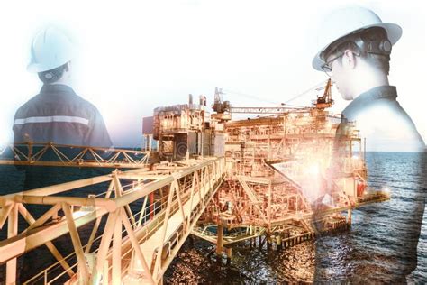 Offshore Construction Platform for Production Oil and Gas with B Stock Photo - Image of industry ...