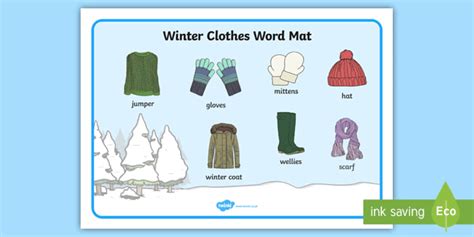 Winter Clothes Word Mat (Teacher-Made)