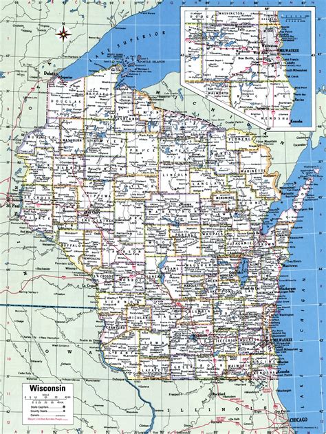 Wisconsin County Map Printable