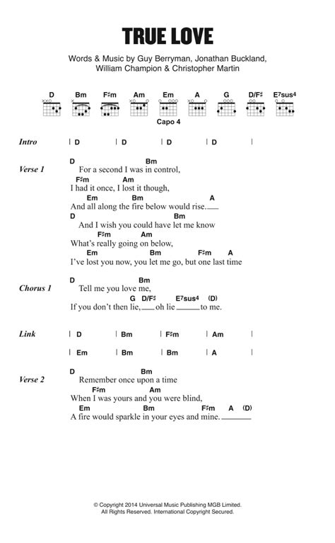 True Love by Coldplay - Guitar Chords/Lyrics - Guitar Instructor