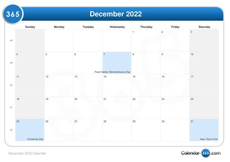 December 2022 Calendar