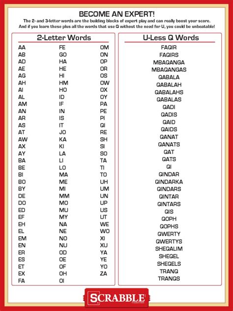 Scrabble 3 Letter Word List Printable