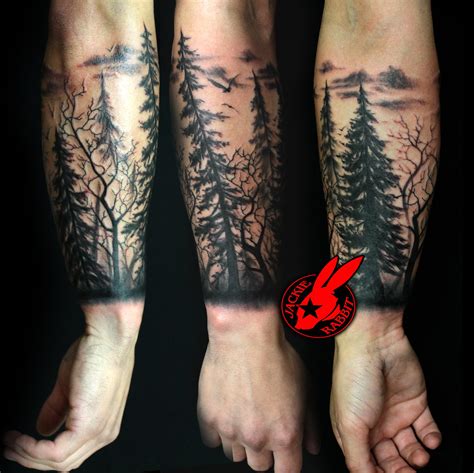 Pine Forest Silhouette Tattoo