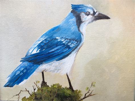 Blue Jay Original Oil Painting Bird Portrait Artwork - Etsy