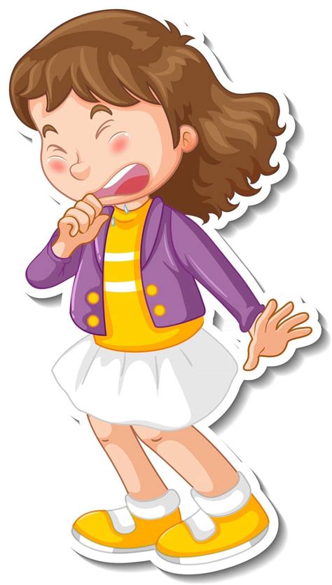 Sticker design with a girl sneezing cartoon character 2906656 Vector Art at Vecteezy