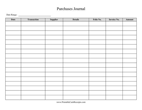 Purchases Journal Template - Fill Out, Sign Online and Download PDF ...