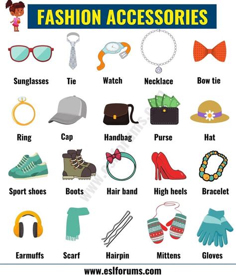 Fashion Accessories: List of Accessories for Men and Women in English - ESL Forums | English ...