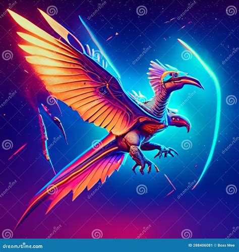 Pteranodon Flying in the Starry Sky. 3d Illustration Generative AI ...