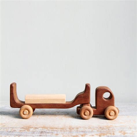 Vintage Handmade Wooden Toy Truck with Block / German Toy