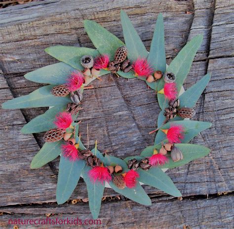 Australian Christmas Wreath - gum leaves, blossom and pods on a paper plate. Fun a… | Christmas ...