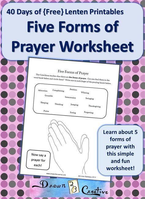 40 Days of Free Lenten Printables: 5 Forms of Prayer Worksheet ...