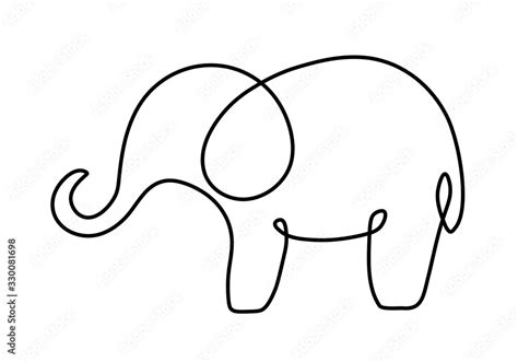 one line drawing art elephant logo style. mono line elephant logo ...