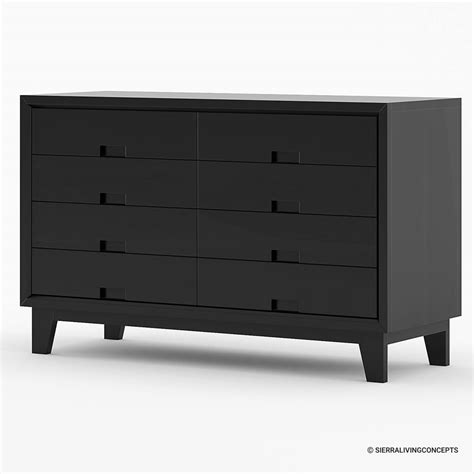 Modern Simplicity Solid Wood Black Bedroom Dresser With 8 Drawers