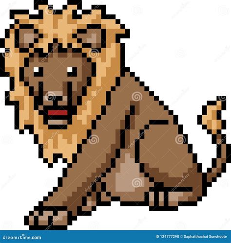 Vector pixel art lion stock vector. Illustration of lion - 124777298