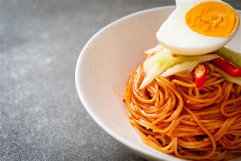 Korean cold noodles with egg 2616493 Stock Photo at Vecteezy