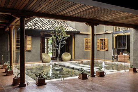 Central courtyard of the home with a reflective pond and walkway | Dream house ideas | Pinterest ...