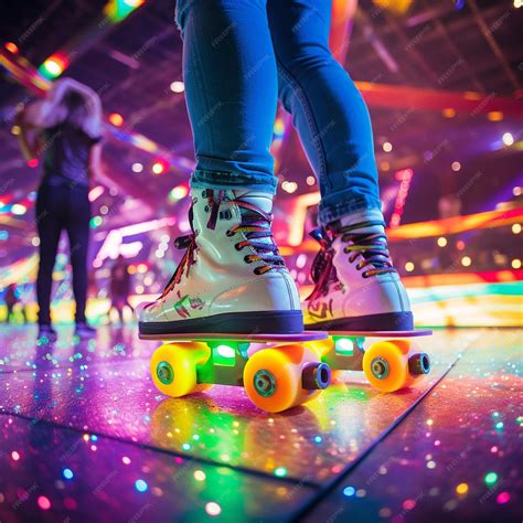 Roller disco roller skates dance neon lights skating | Premium AI ...