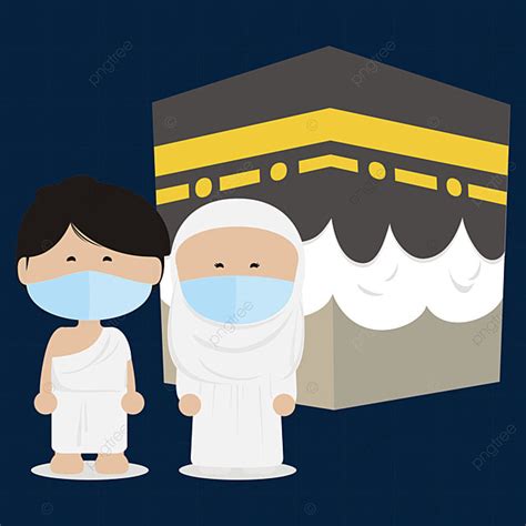 Ziarah Islam Alias Ibadah Haji Dengan Anak Anak Muslim Memakai Ihram Dan Masker Wajah, Ziarah ...