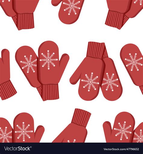 Seamless pattern of red mittens Royalty Free Vector Image