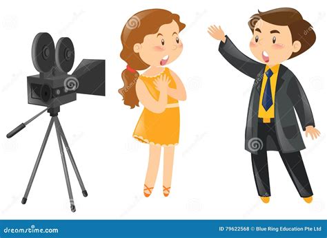 Two Actors Acting Out in Front of Camera Stock Vector - Illustration of actress, clipart: 79622568