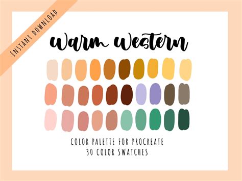 Procreate Color Swatches Warm Western Color Palette for Procreate Wild ...