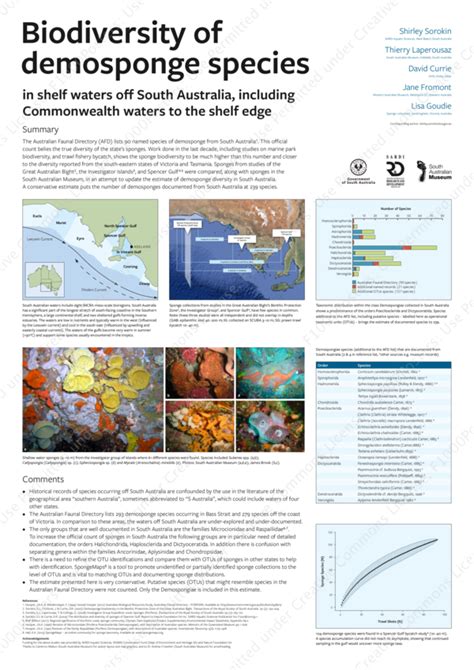 (PDF) Biodiversity of demosponge species in shelf waters off South Australia, including ...