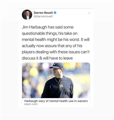 Jim Harbaugh's Worlds Hurst The Mental Health Community | We Are All A ...