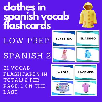 Clothes in Spanish Flashcards (Spanish 1) by Señorito Abito | TPT