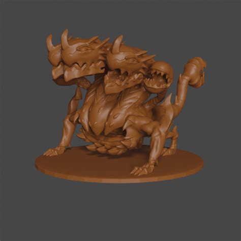 3D Printable Final Fantasy inspired, 3 headed Hydra, Tabletop DnD miniature, by YERMAN Munoz