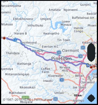 What is the driving distance from Cato Ridge South Africa to Durban South Africa? Google Maps ...