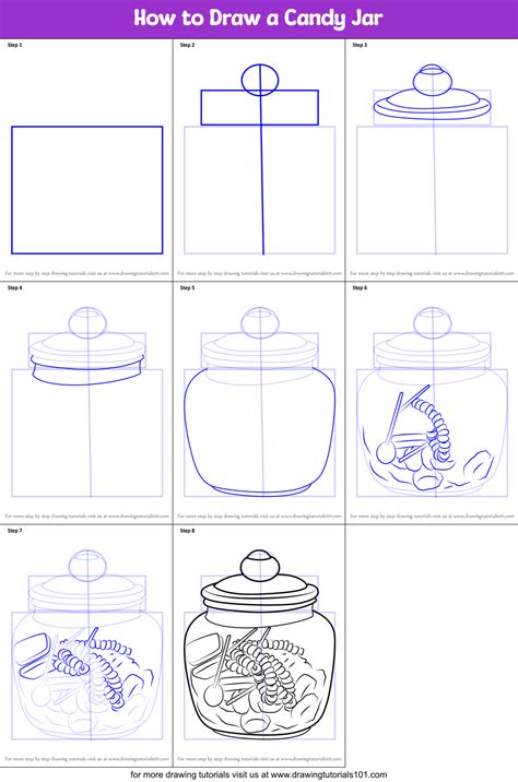 How to Draw a Candy Jar (Everyday Objects) Step by Step ...