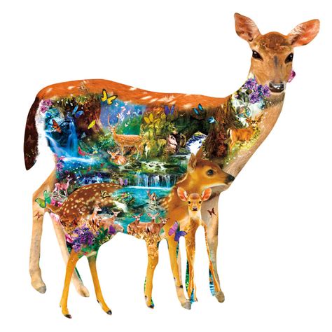 Mystical Forest Deer 1000 Piece Shaped Jigsaw Puzzle | Spilsbury