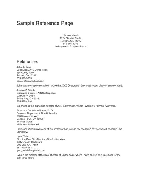 40 Professional Reference Page / Sheet Templates - Template Lab