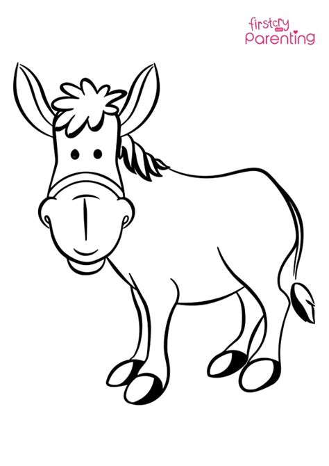 Donkey Outline Coloring Page for Kids | FirstCry Parenting