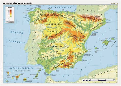 Mapa Físico Península Ibérica - GEOGRAFÍA: Recursos Online