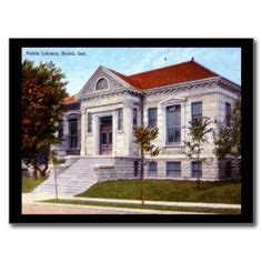 Library, Brazil, Indiana 1914 Vintage postcard Carnegie Library, Libraries, Buildings, Sweet Home