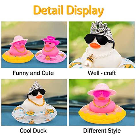 wonuu Pink Car Accessories Rubber Ducks Dashboard Decorations Rubber ...