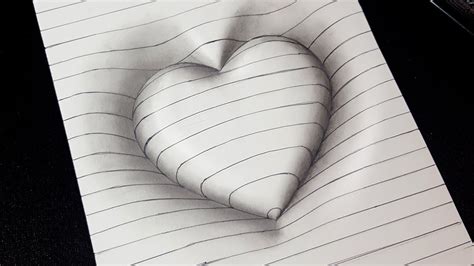 Easy Drawing! How to Draw 3d Heart with Lines - Pencil Drawing | 3d ...