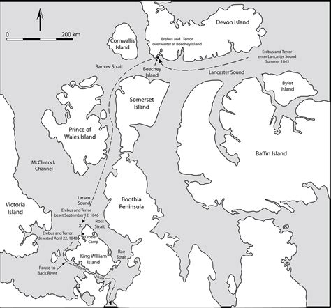 Map of Franklin expedition route.... | Download Scientific Diagram