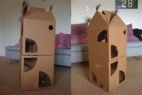 DIY Cardboard Box Homes And Towers For Cats - Purrfect Love