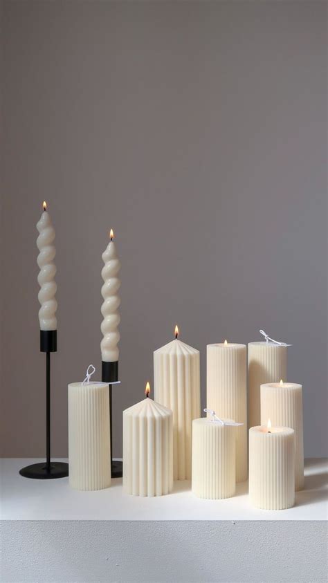 Medium Ribbed Soy Scented Candle 14x5.5 Pillar Candle Gift Ideas Column ...