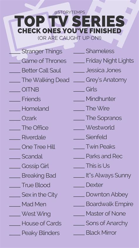 Tv show check list. #storytemps #storytemplates #storygames #instagram ...