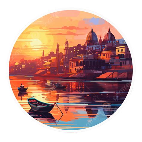 Beautiful The Ganges River India Sticker, River Clipart, Sticker ...