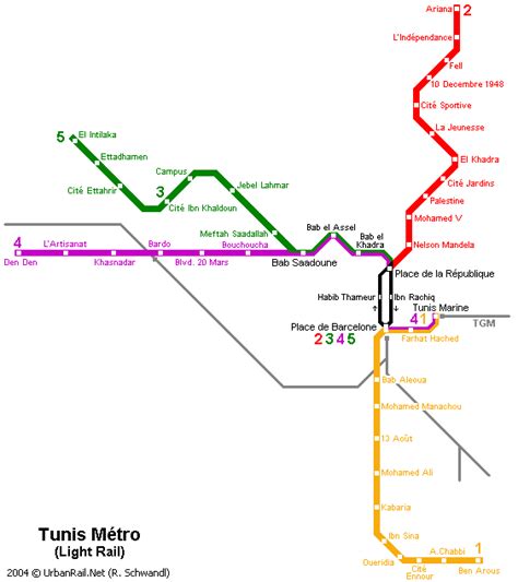 Tunis - carte du métro | Carte détaillée du métropolitain de Tunis (Tunisie) pour télécharger