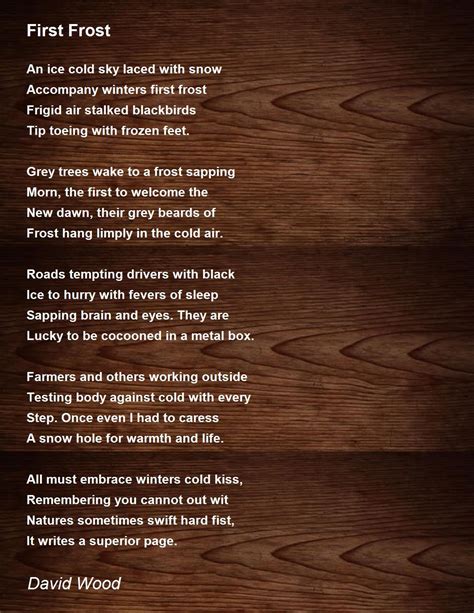 First Frost - First Frost Poem by David Wood