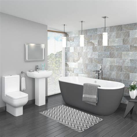 Pro 600 Grey Modern Free Standing Bath Suite | Victorian Plumbing UK | Popular bathroom colors ...