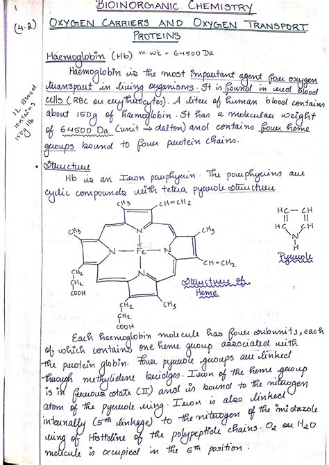 Bioinorganic Chemistry Notes - MSC Chemistry - Studocu