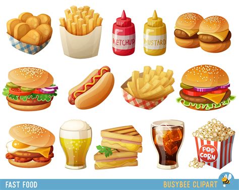 Fast Food Clipart Hamburger Clip art Food Vector graphic Food - Etsy France