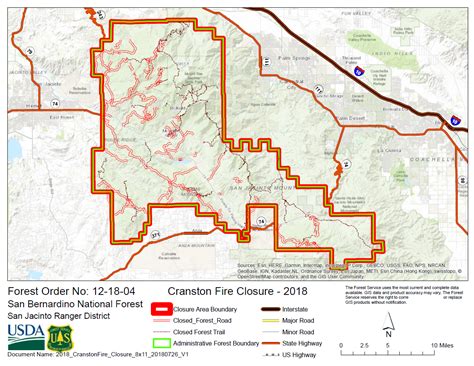 Cranston Fire San Bernardino National Forest Closures (map issued Friday night, 7/27) : r ...